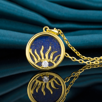 Natural Lapis Stone Sun Eye Necklace