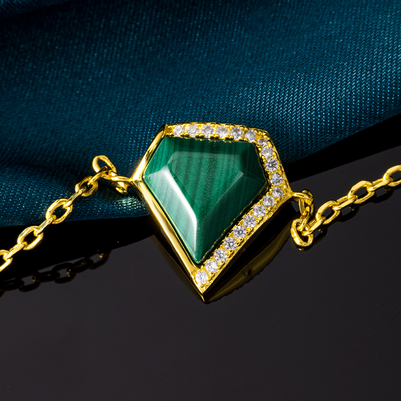 Triangular Malachite Bracelet – Artisan Geometric Chic