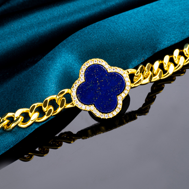 Lapis Lazuli Cuban Chain Bracelet