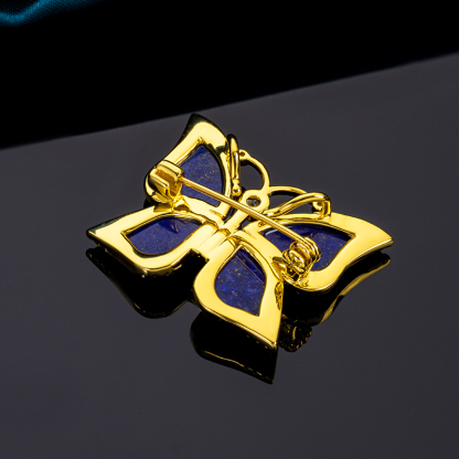 Natural Lapis Lazuli Butterfly Brooch