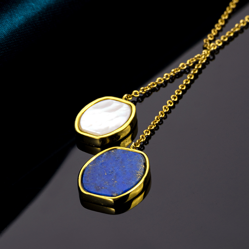 Geometric Lapis Lazuli Necklace | Genuine & Elegant