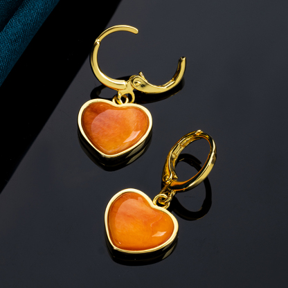 Natural Spiny Oyster Shell Heart Drop Earrings - Handmade Romantic Jewelry with Oceanic Charm, Artisan Shell Dangles for Anniversary & Valentine's Gifting
