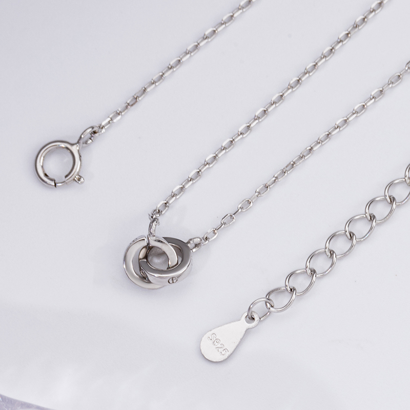 Sterling Silver Matching Double Ring Necklace