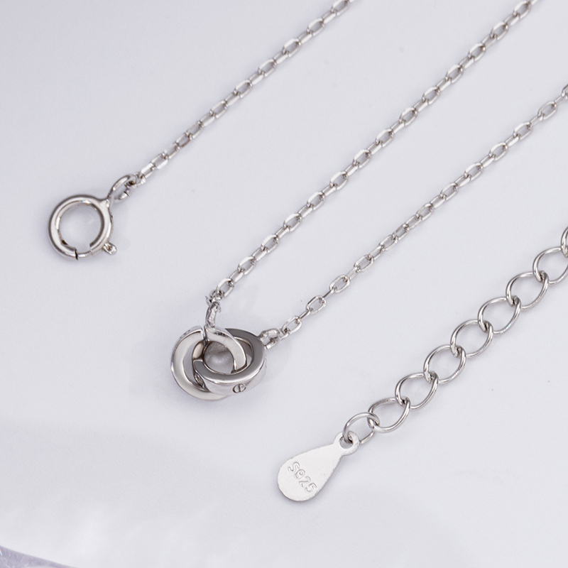 Sterling Silver Matching Double Ring Necklace