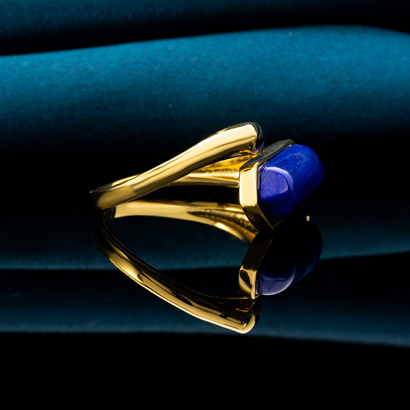 Natural Lapis Lazuli Ring - 18K Gold Plated