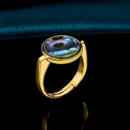 Natural Abalone Ring | Minimalist Circle Design