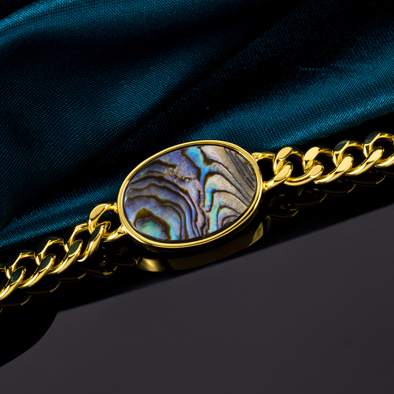 Abalone Cuban Link Bracelet | Rainbow Luster