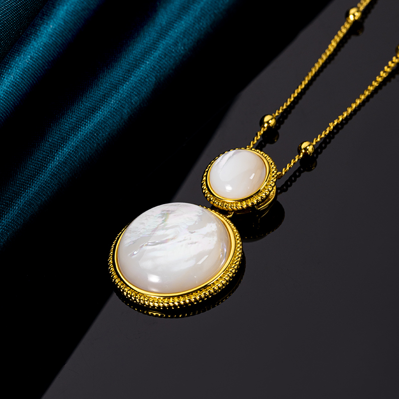 Minimalist Classic White MOP Double Circle Pendant