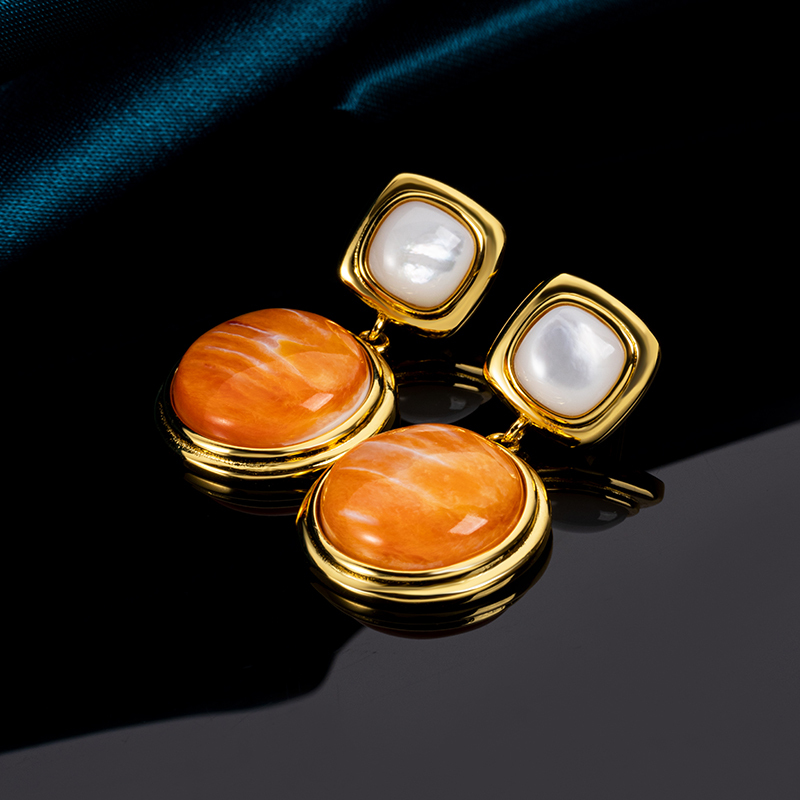 Baroque French Court Earrings | Natural Spiny Oyster Shell Jewelry | Hand-Forged Vintage Elegance