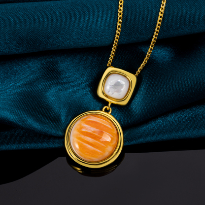 Baroque French Court Necklace | Natural Spiny Oyster Shell Pendant | Hand-Cast Vintage Jewelry