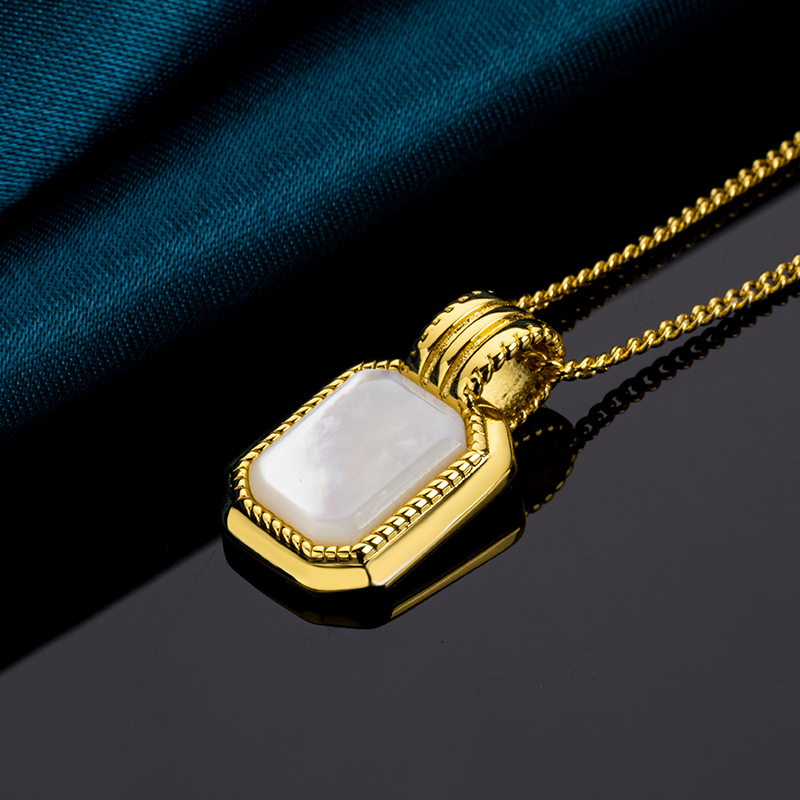 Minimalist Square MOP Perfume Bottle Pendant