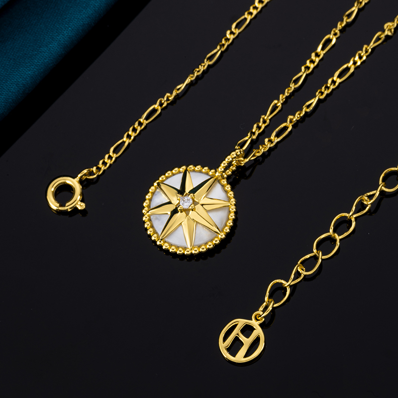 Deep Sea White MOP Octagram Pendant Necklace
