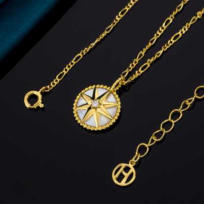 Deep Sea White MOP Octagram Pendant Necklace