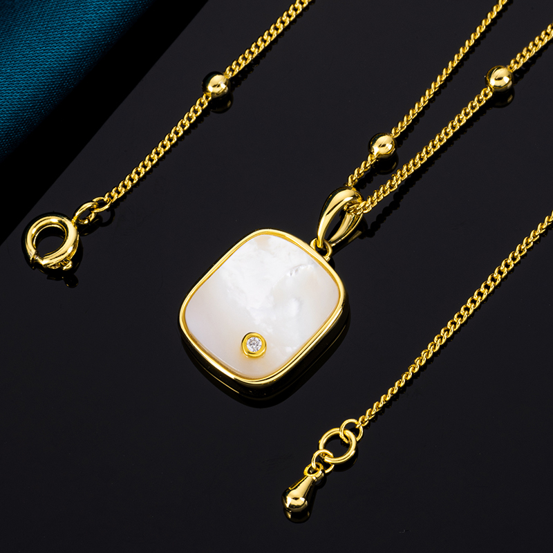 Refined White MOP Geometric Pendant 