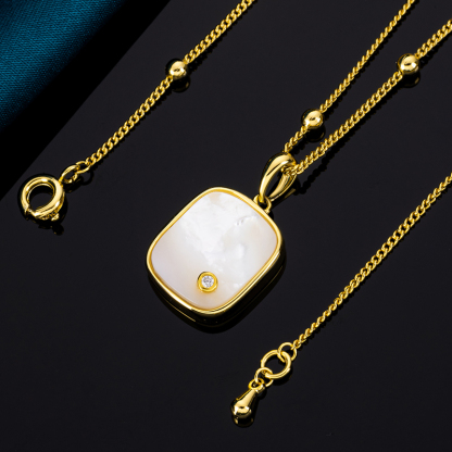 Refined White MOP Geometric Pendant 