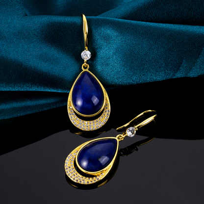 Natural Lapis Teardrop Drenched in Diamonds