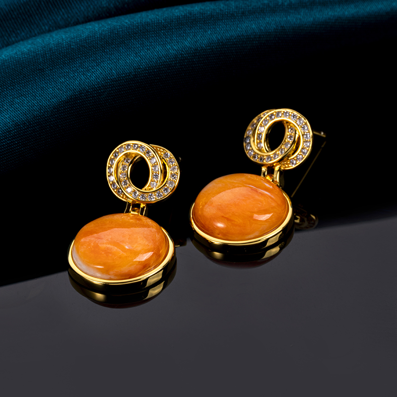 Natural Spiny Oyster Dangle Earrings for Women - Summer Luxury Jewelry