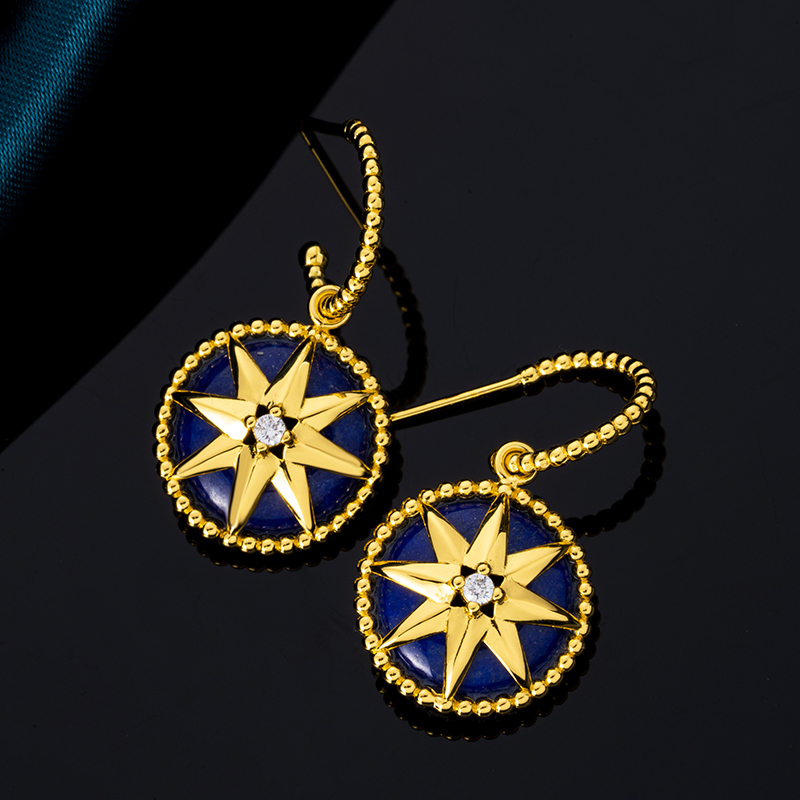 Lapis Lazuli Octagram 18K Gold Vermeil Earrings