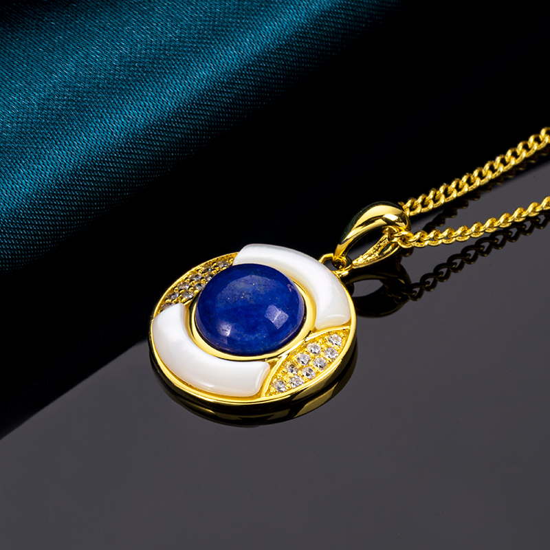 Lapis Lazuli & Mother of Pearl Pendant Necklace