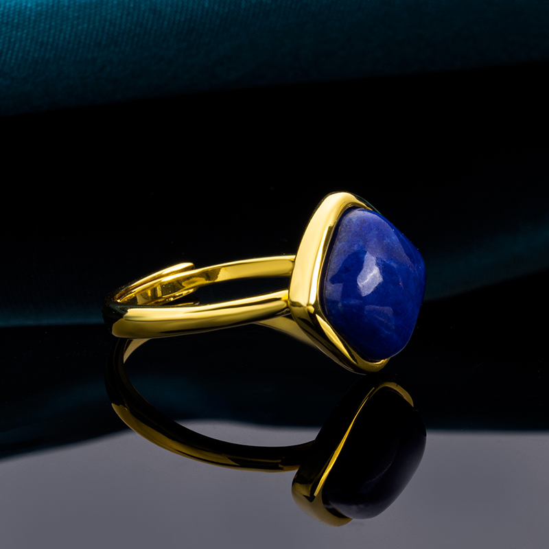 Square Lapis Lazuli Minimalist Ring