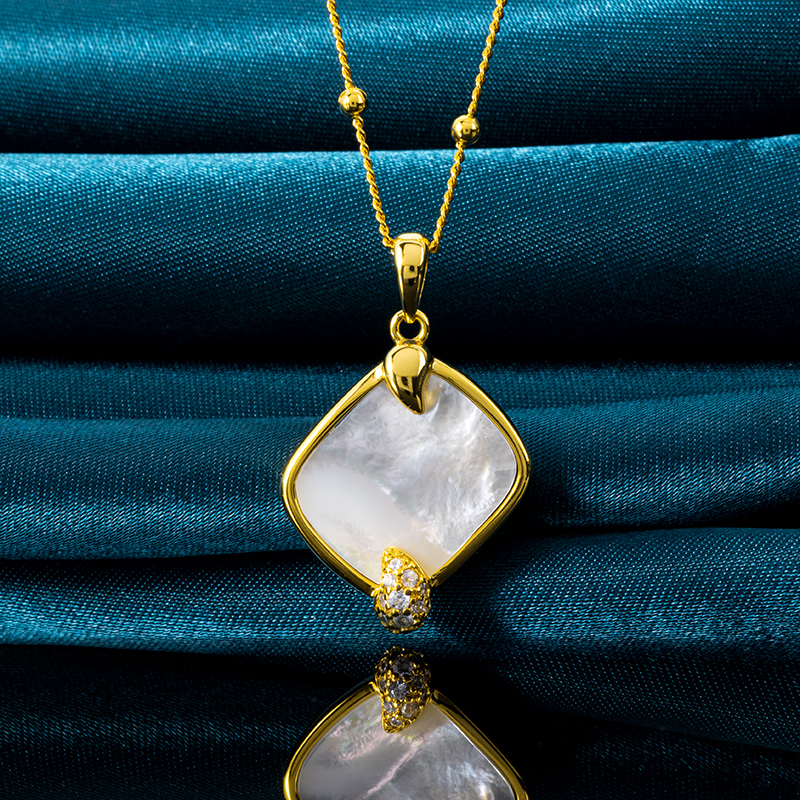European Minimalist Square MOP Necklace