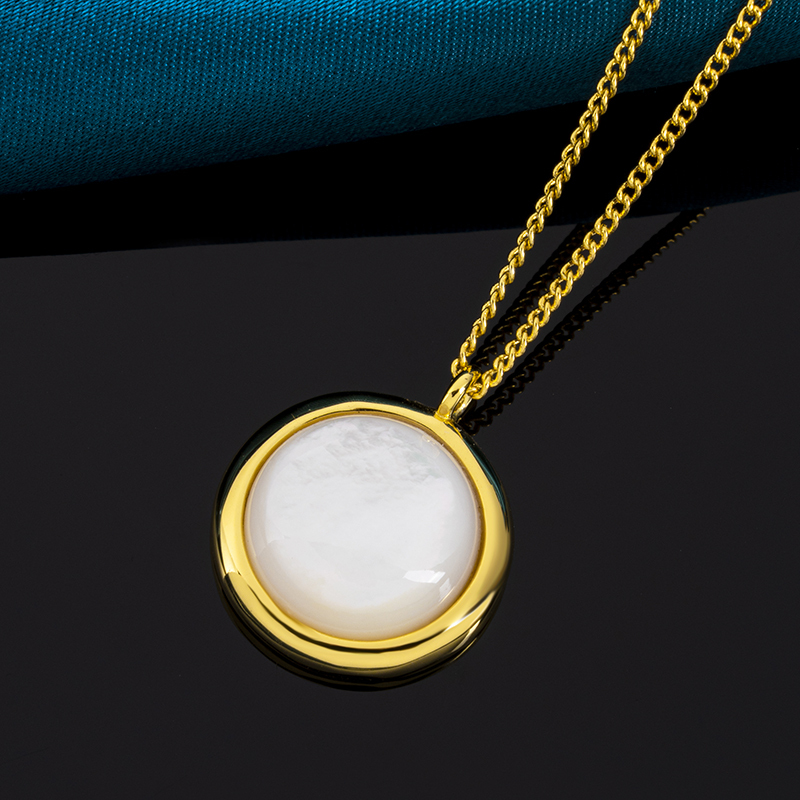 Minimalist Round White MOP Necklace Gift for Her