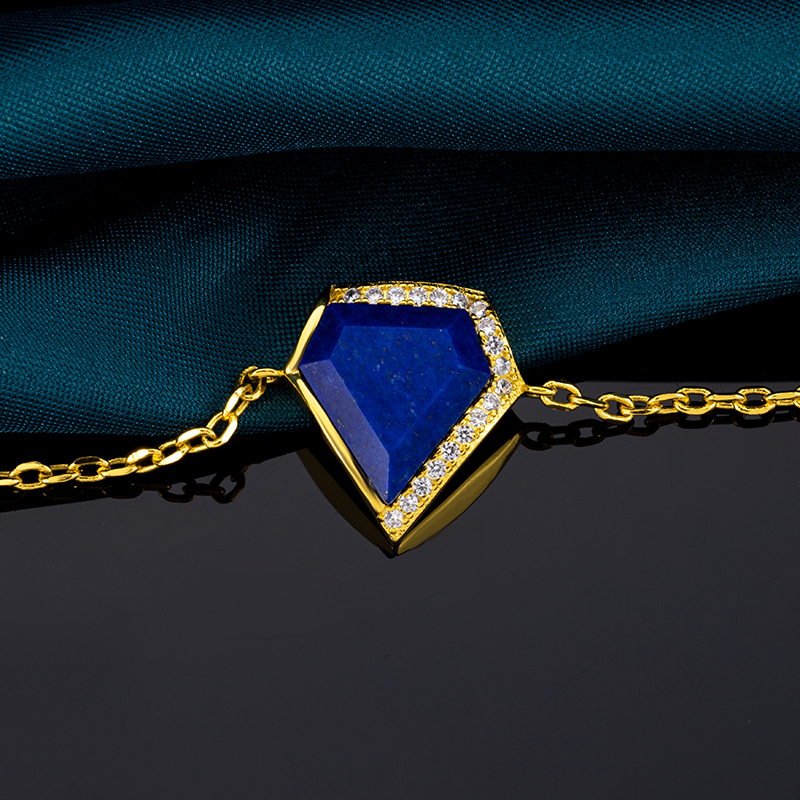 Natural Lapis Lazuli Geometric Triangle Bracelet