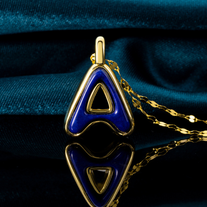 Electroformed 999 Silver Letter Lapis Lazuli Necklace