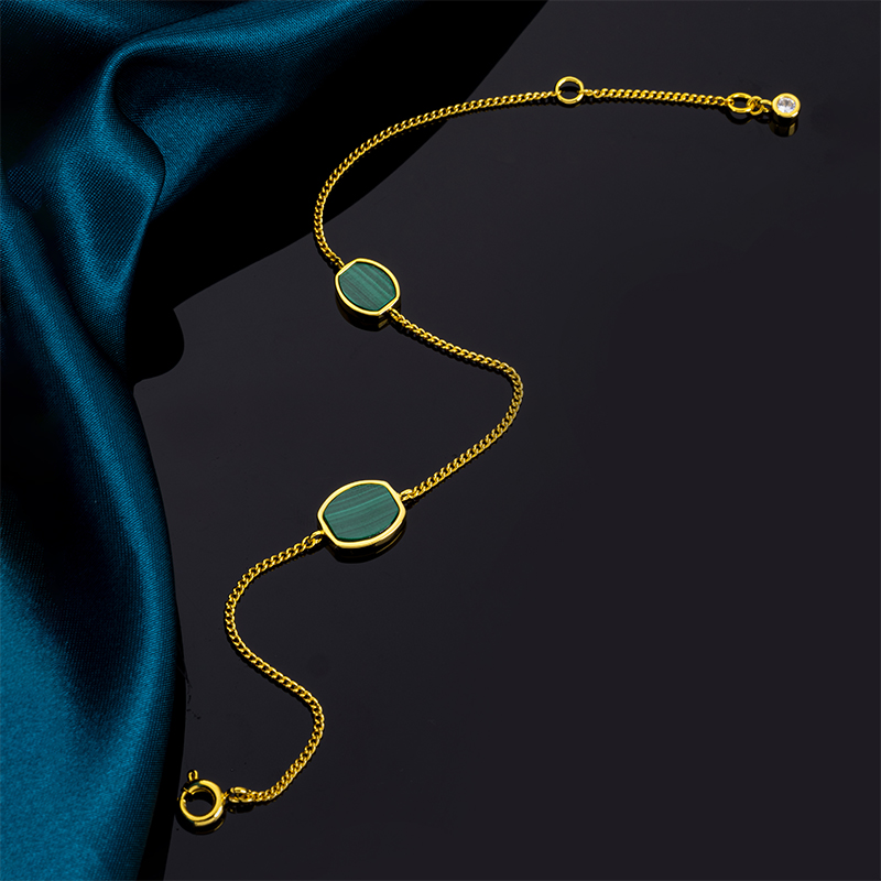 Minimalist Geometric Malachite Bracelet
