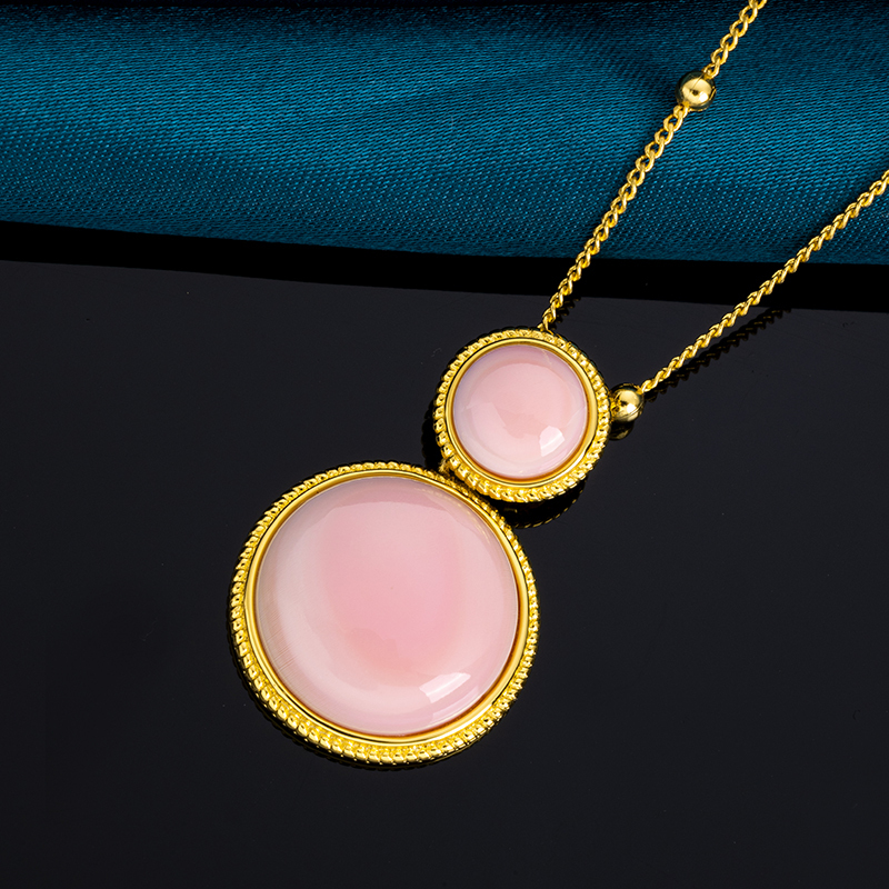 Natural Queen Conch Pink Round Necklace - Elegant Women's Collar Chain