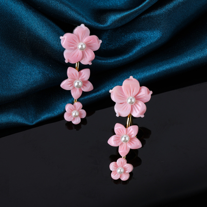 Carved Pink Conch Flower Earrings - Exquisite & Unique Fashion