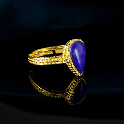 Adjustable Lapis Lazuli Teardrop Ring – A Crown Jewel for the Unconventional