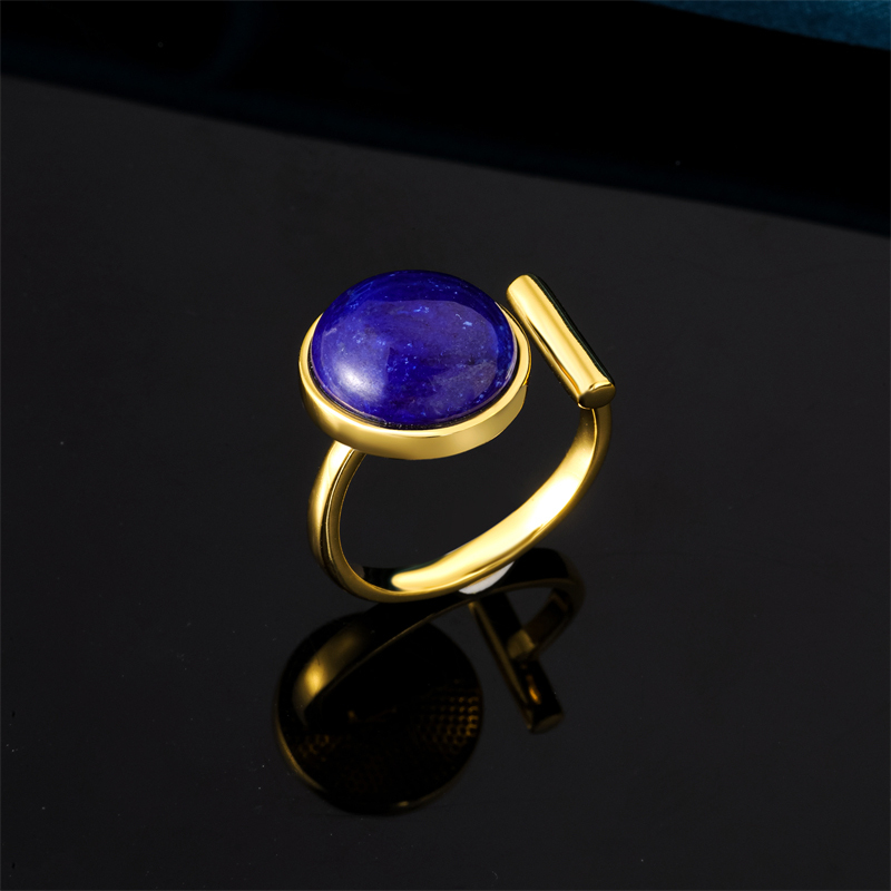 Lapis Lazuli Inlay Circular Band – Instagram-Worthy Adjustable Statement Jewelry