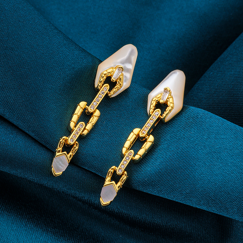 Sacred Serpent Mother of Pearl Earrings