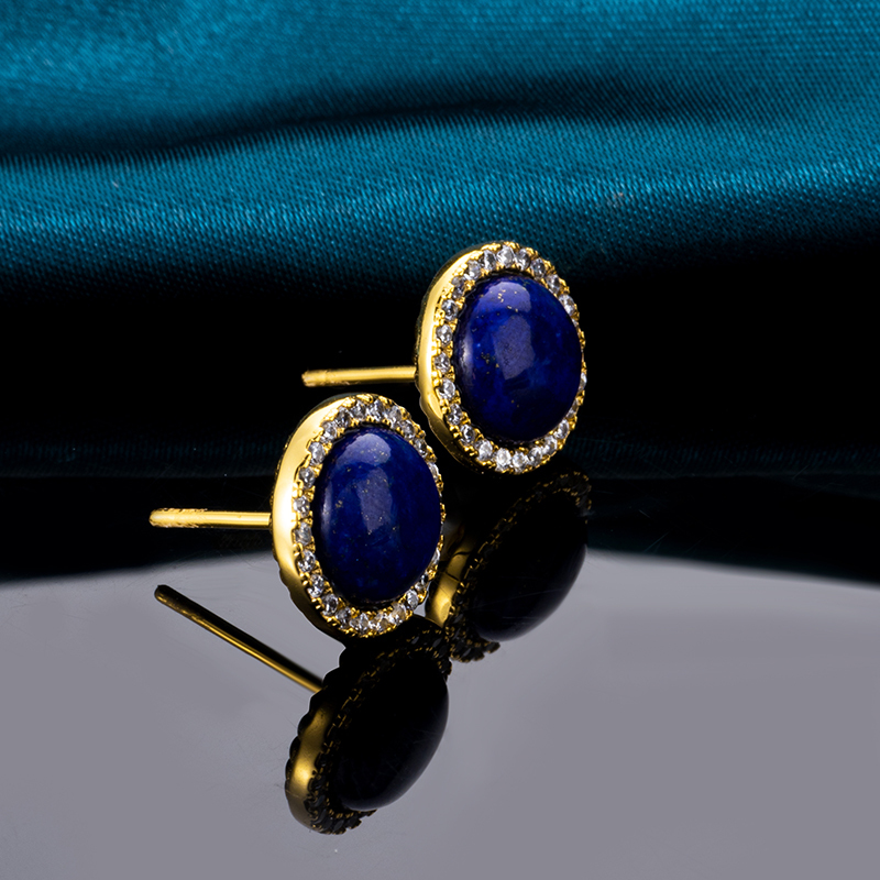 Natural Lapis Lazuli Gold-Plated Hoop Earrings - Timeless Luxury Jewelry with Versatile Elegance (Premium Everyday Accessories)