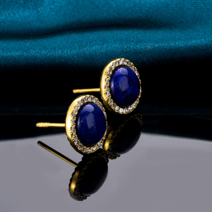 Natural Lapis Lazuli Gold-Plated Hoop Earrings - Timeless Luxury Jewelry with Versatile Elegance (Premium Everyday Accessories)