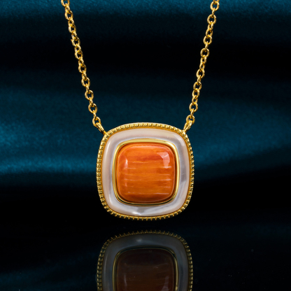 Fashion Square Spiny Oyster Necklace – Modern Shell Choker for Women, Geometric Collarbone Chain