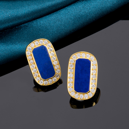 Deep Blue Lapis Square Earrings – Timeless Sterling Silver Studs for Women