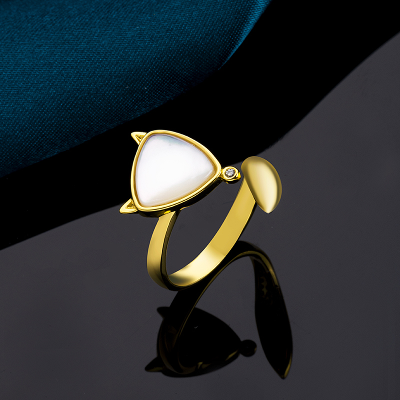 3D White Fox Charm Ring