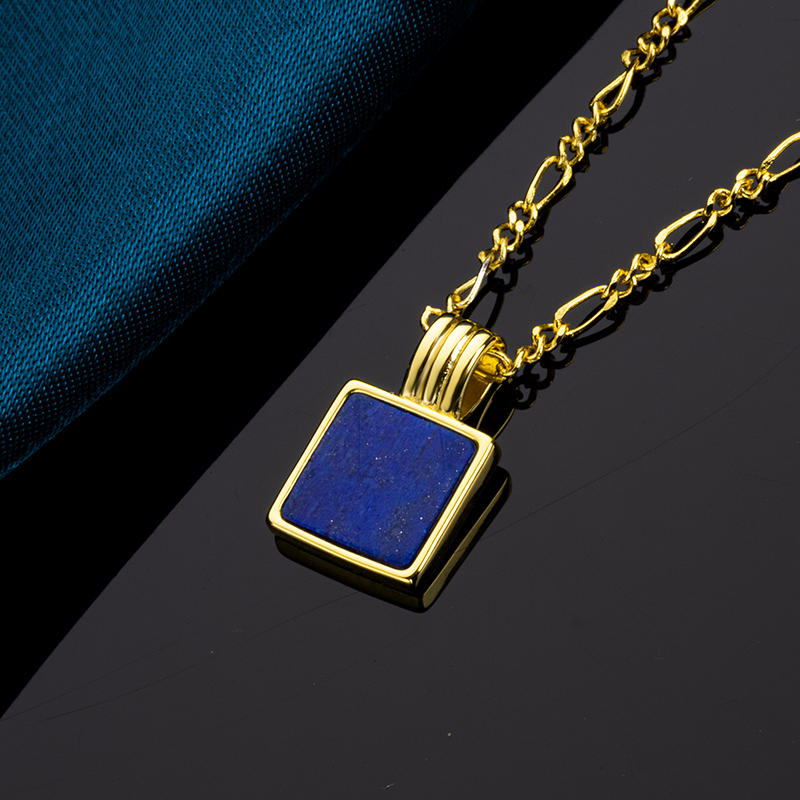  Celebrity Inspired Lapis Lazuli Square Necklace
