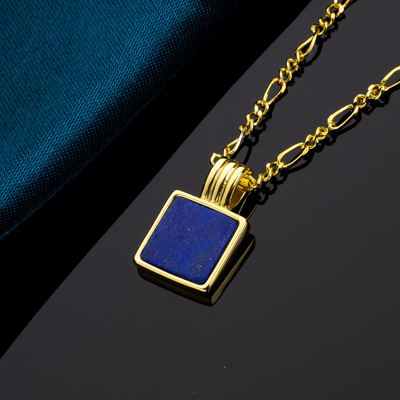  Celebrity Inspired Lapis Lazuli Square Necklace
