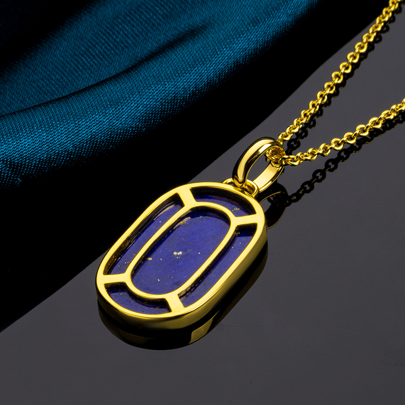 Minimalist Oval Lapis Lazuli Statement Necklace for Women