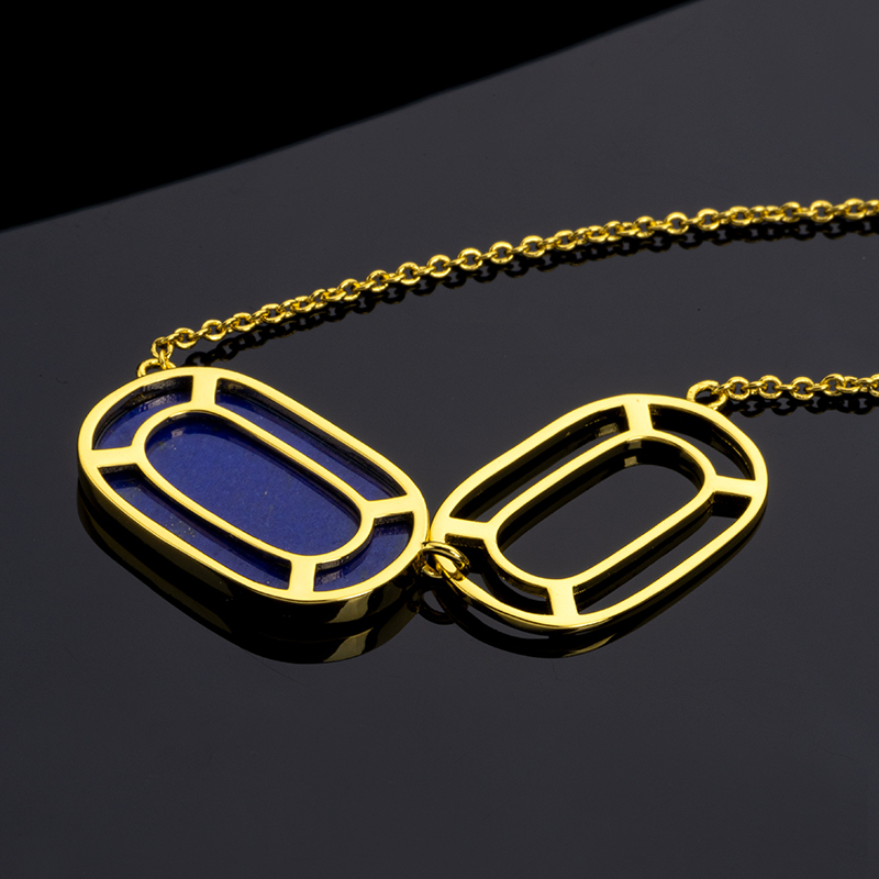 Natural Lapis Lazuli  & 18K Gold French Necklace