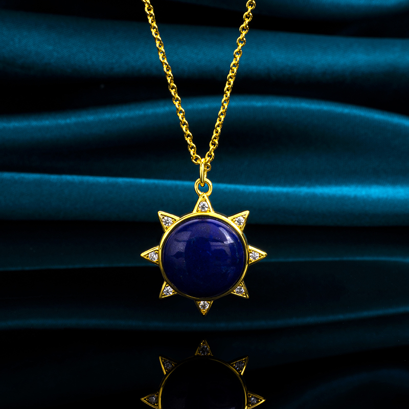 Antique European Lapis  Lazuli Star Necklace