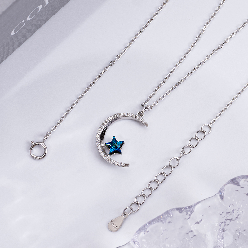 S925 Star Moon Necklace - Celestial Sterling Silver Jewelry