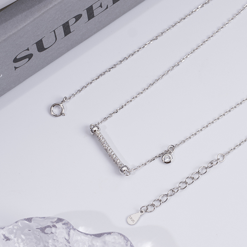 Korean Fashion Horizontal Bar Necklace - Hyphen Collarbone Chain