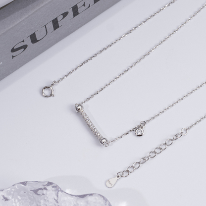 Korean Fashion Horizontal Bar Necklace - Hyphen Collarbone Chain