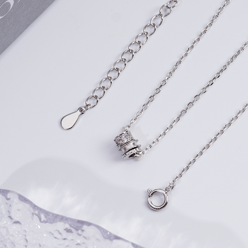 925 Sterling Silver Hoop Necklace - Crystal Circle Jewelry