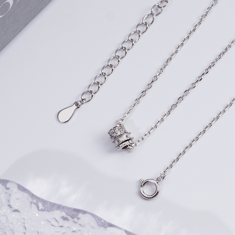 925 Sterling Silver Hoop Necklace - Crystal Circle Jewelry