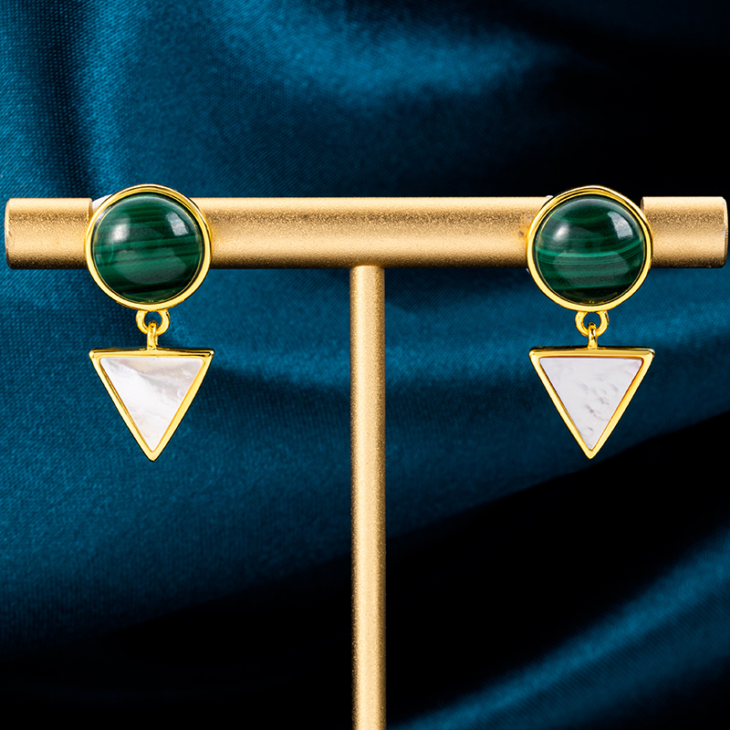 Korean Minimalist Malachite Pendant Necklace